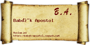 Babák Apostol névjegykártya